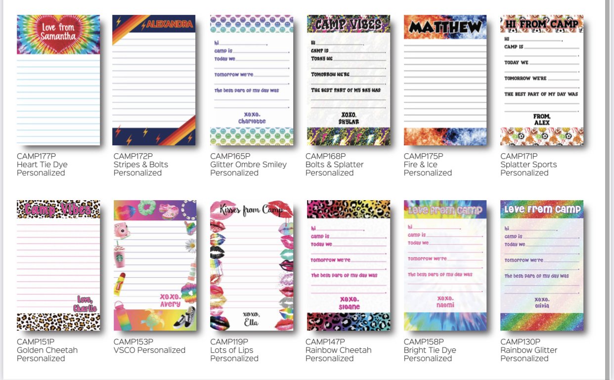 Personalized Camp Stationary
