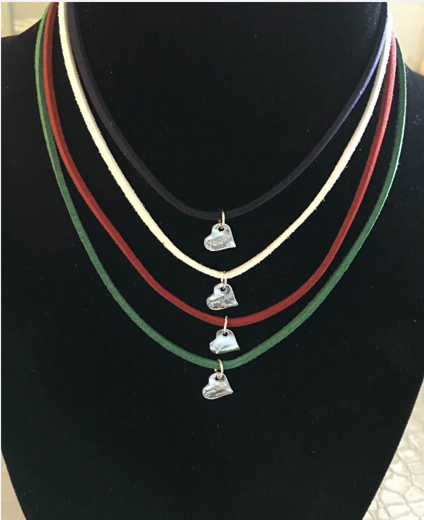 Sideways Heart Camp Choker (Blue, White, Red, or Green)