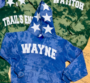Camp Stars All Around Bleached Hoodie-Cut Raw Edges,Thumb Holes And V Cut Neck