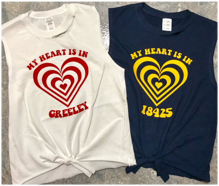 CAMP HEART TIE FRONT MUSCLE TANK (LEFT &amp; MIDDLE)  CAMP “MY HEART IS IN” TIE FRONT MUSCLE TANK (RIGHT)